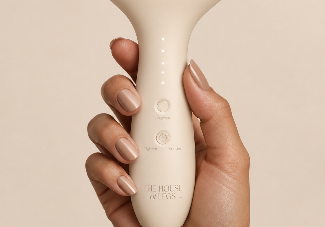 EMS & Light Therapy Device von The House of Legs in der Hand